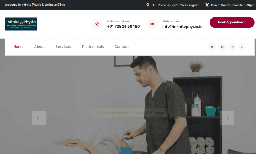 Infinite Physio website screenshot