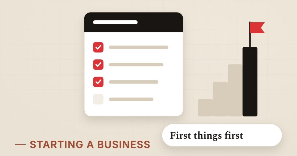Illustration for startup marketing: First things first
