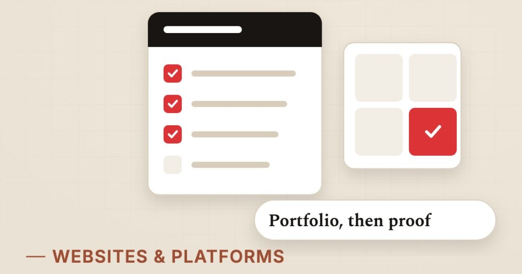 Illustration for choosing an agency: Portfolio, then proof