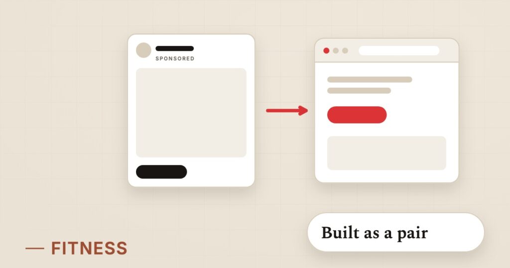 Illustration for ads + landing pages: Built as a pair