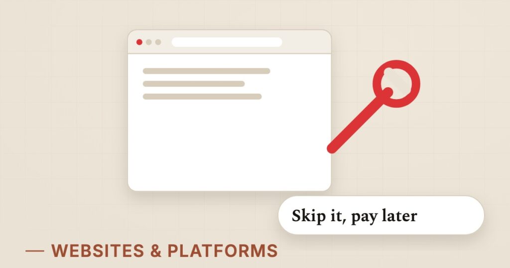 Illustration for website maintenance: Skip it, pay later