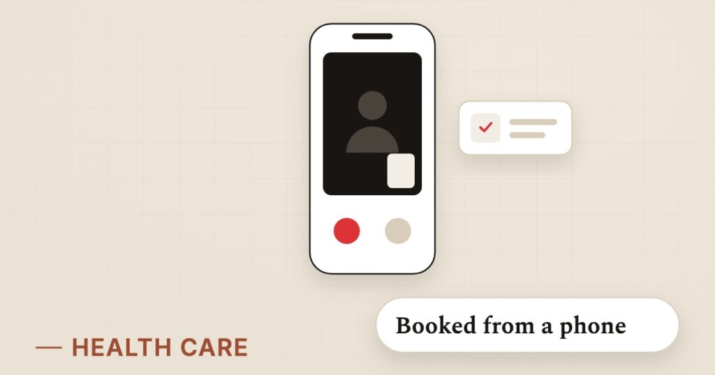 Illustration for telehealth: Booked from a phone