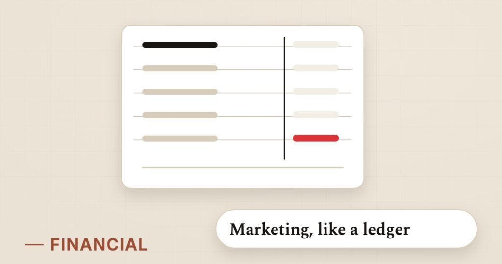 Illustration for accountant kpis: Marketing, like a ledger