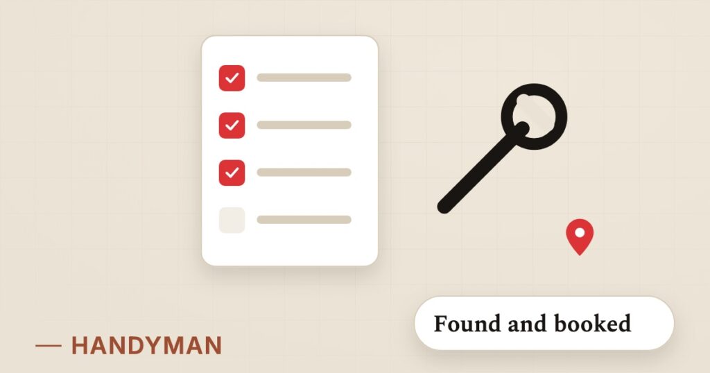 Illustration for handyman marketing: Found and booked
