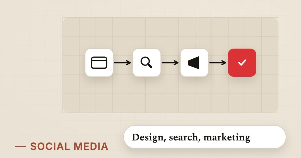 Illustration for online presence: Design, search, marketing